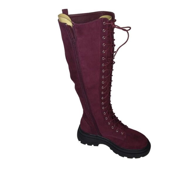 Just Fab Maxwell Cordovan Tall Womens NEW w/Box Platform Combat Boots- sz. 6 1/2 - Picture 2 of 8